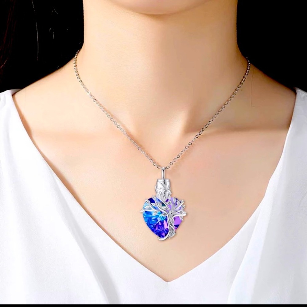 Crystal Tree of Life Urn Necklace